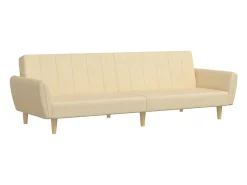 Sofá-cama de 2 lugares tecido cor creme