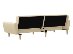 Sofá-cama de 2 lugares tecido cor creme