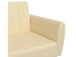 Sofá-cama de 2 lugares tecido cor creme