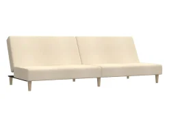Sofá-cama de 2 lugares tecido cor creme