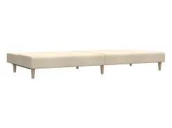 Sofá-cama de 2 lugares tecido cor creme
