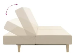 Sofá-cama de 2 lugares tecido cor creme