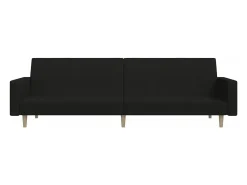Sofá-cama de 2 lugares tecido preto