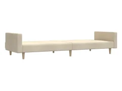Sofá-cama de 2 lugares tecido cor creme