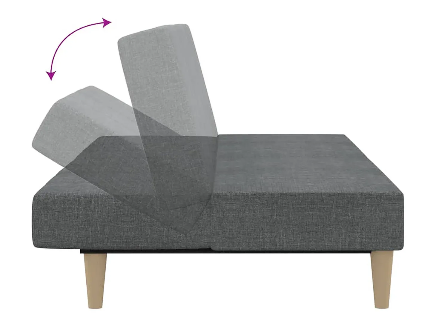 Sofá-cama de 2 lugares tecido cinzento-claro