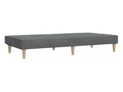 Sofá-cama de 2 lugares tecido cinzento-claro