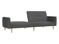 Sofá-cama de 2 lugares tecido cinzento-escuro