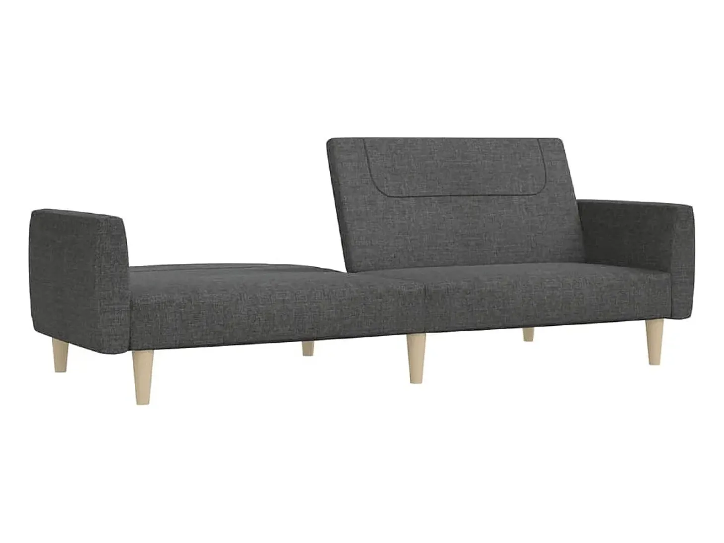 Sofá-cama de 2 lugares tecido cinzento-escuro