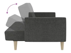 Sofá-cama de 2 lugares tecido cinzento-escuro