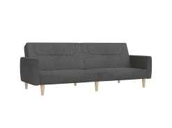 Sofá-cama de 2 lugares tecido cinzento-escuro