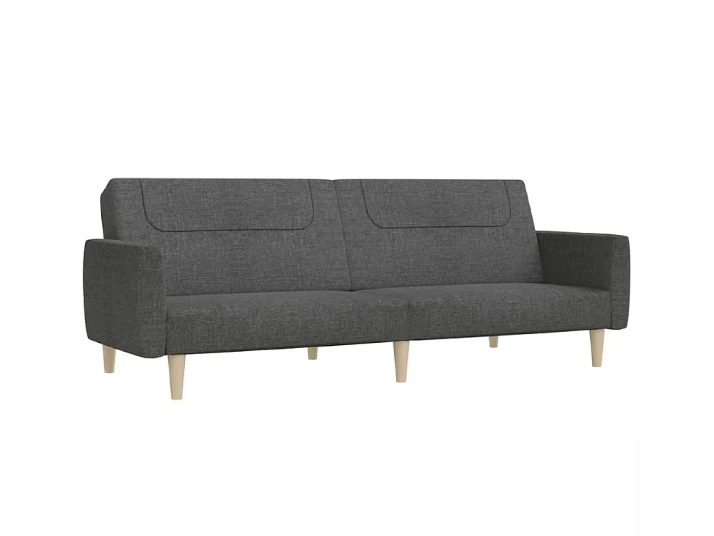 Sofá-cama de 2 lugares tecido cinzento-escuro