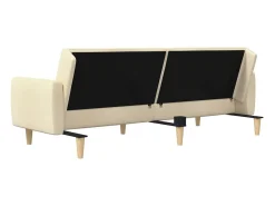 Sofá-cama de 2 lugares tecido cor creme