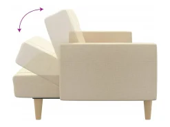 Sofá-cama de 2 lugares tecido cor creme