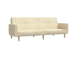Sofá-cama de 2 lugares tecido cor creme