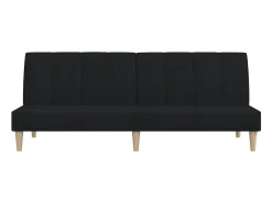 Sofá-cama de 2 lugares tecido preto