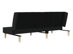 Sofá-cama de 2 lugares tecido preto