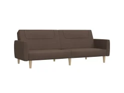 Sofá-cama de 2 lugares tecido cinzento-acastanhado PT836816