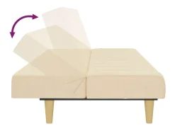 Sofá-cama de 2 lugares tecido cor creme