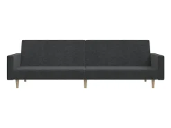 Sofá-cama de 2 lugares tecido cinzento-escuro