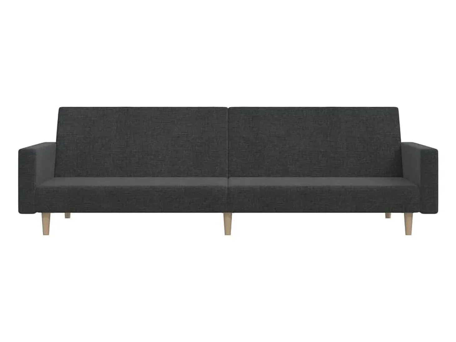 Sofá-cama de 2 lugares tecido cinzento-escuro