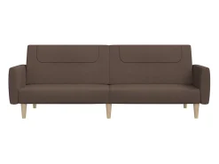 Sofá-cama de 2 lugares tecido cinzento-acastanhado