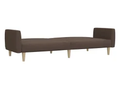 Sofá-cama de 2 lugares tecido cinzento-acastanhado