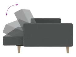 Sofá-cama de 2 lugares tecido cinzento-claro