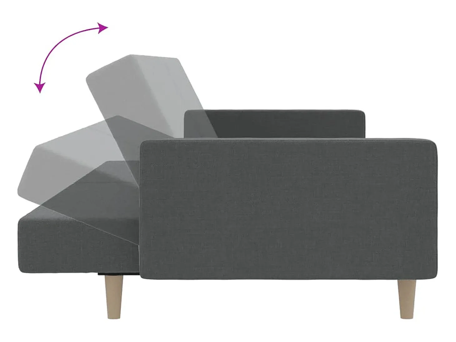 Sofá-cama de 2 lugares tecido cinzento-claro