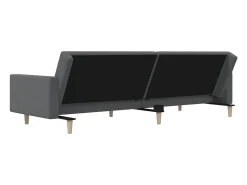 Sofá-cama de 2 lugares tecido cinzento-claro