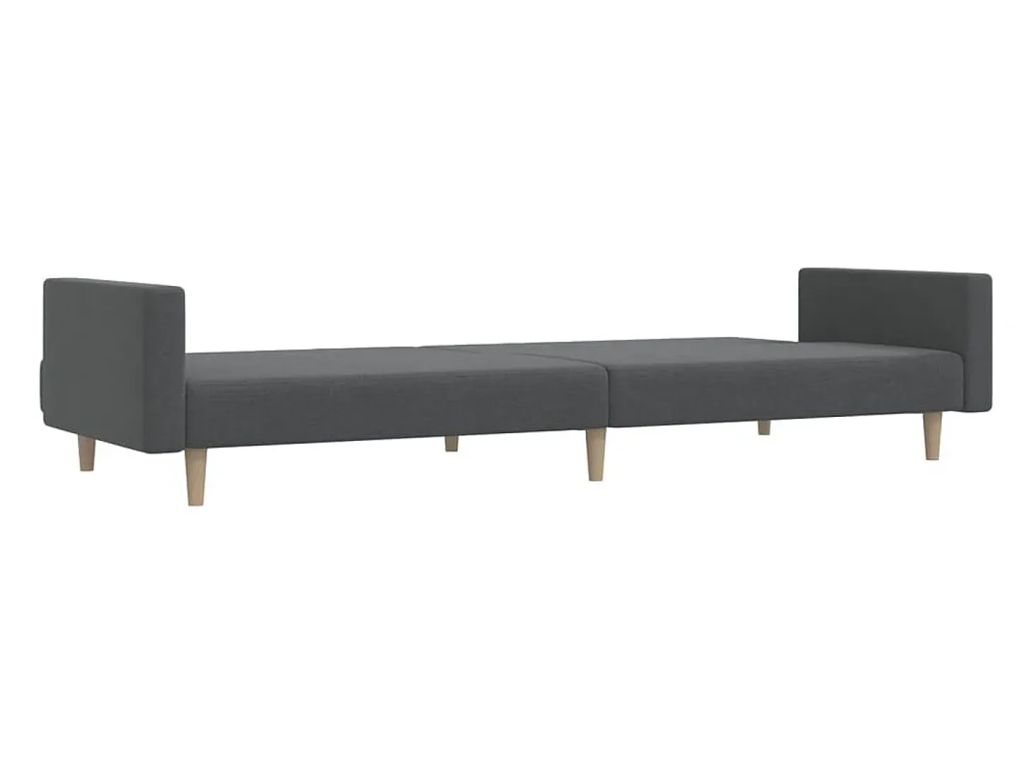 Sofá-cama de 2 lugares tecido cinzento-claro