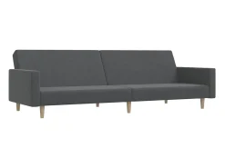 Sofá-cama de 2 lugares tecido cinzento-claro
