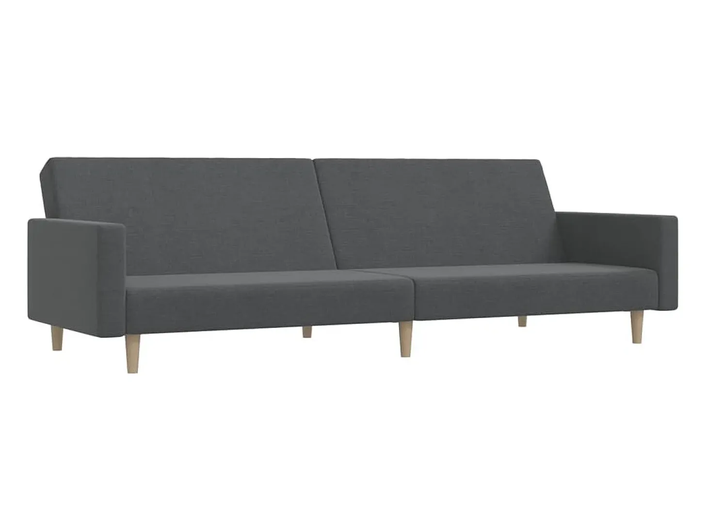 Sofá-cama de 2 lugares tecido cinzento-claro