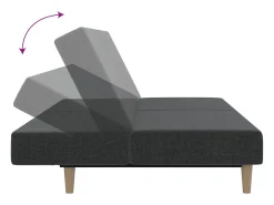 Sofá-cama de 2 lugares tecido cinzento-escuro