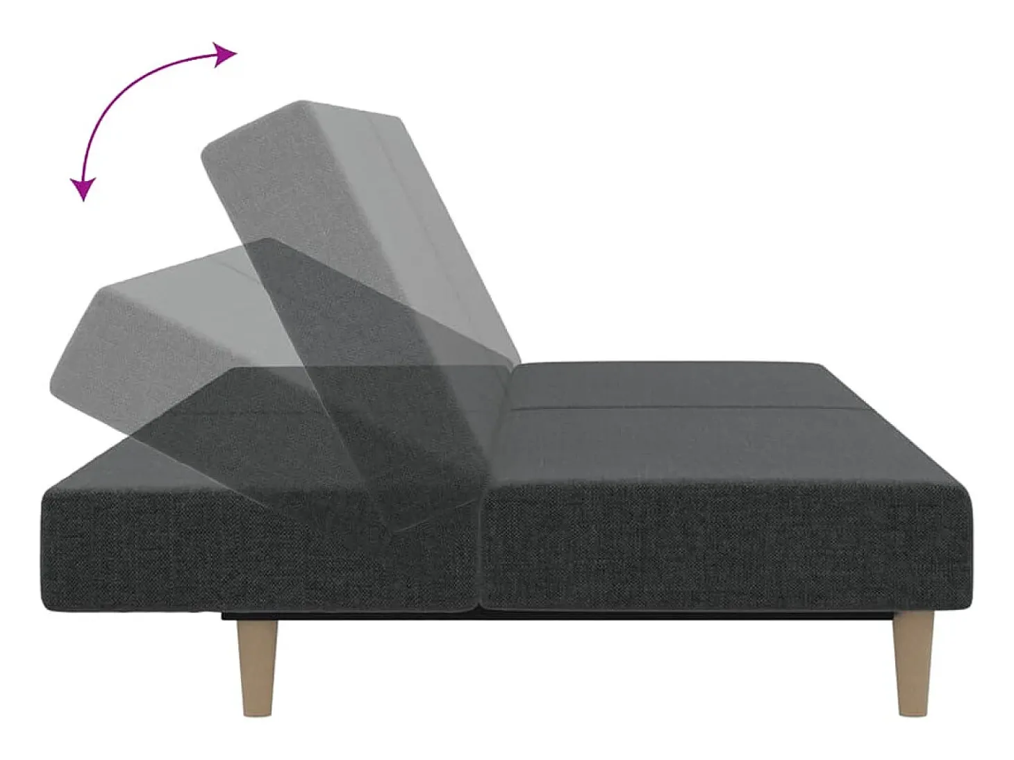 Sofá-cama de 2 lugares tecido cinzento-escuro