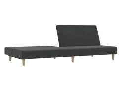 Sofá-cama de 2 lugares tecido cinzento-escuro