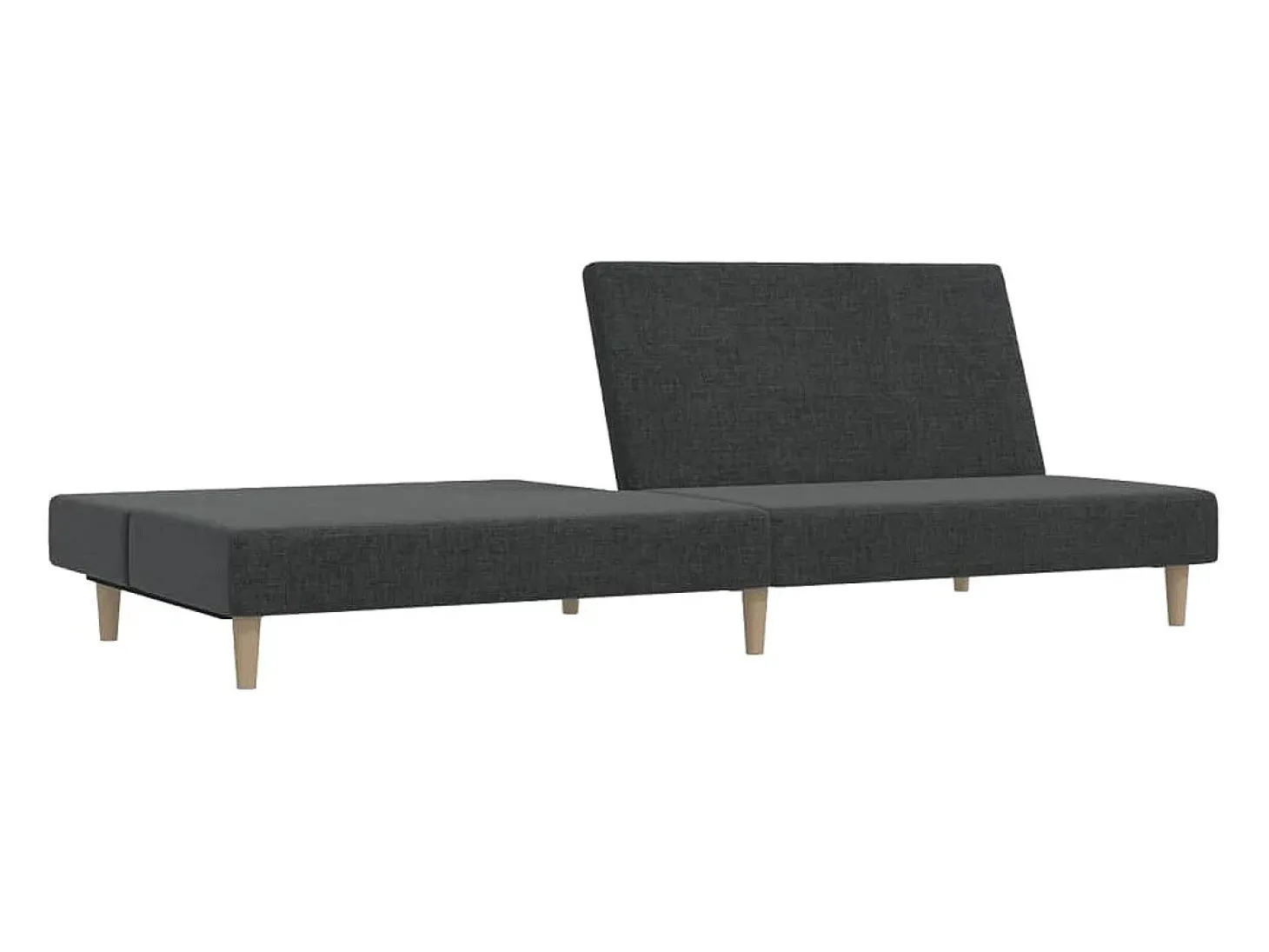 Sofá-cama de 2 lugares tecido cinzento-escuro