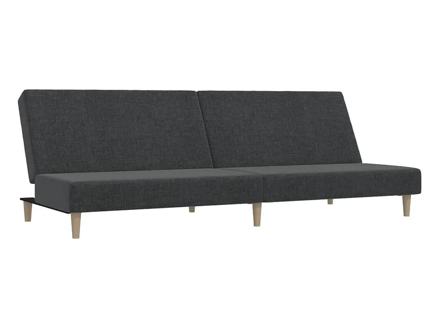 Sofá-cama de 2 lugares tecido cinzento-escuro