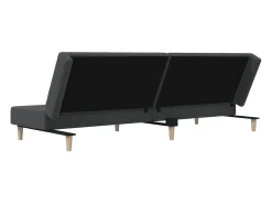 Sofá-cama de 2 lugares tecido cinzento-escuro
