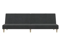 Sofá-cama de 2 lugares tecido cinzento-escuro