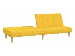 Sofá-cama de 2 lugares tecido amarelo