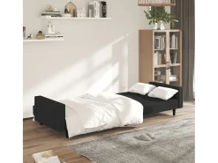 Sofá-cama de 2 lugares veludo preto PT479308