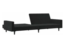 Sofá-cama de 2 lugares veludo preto PT306006