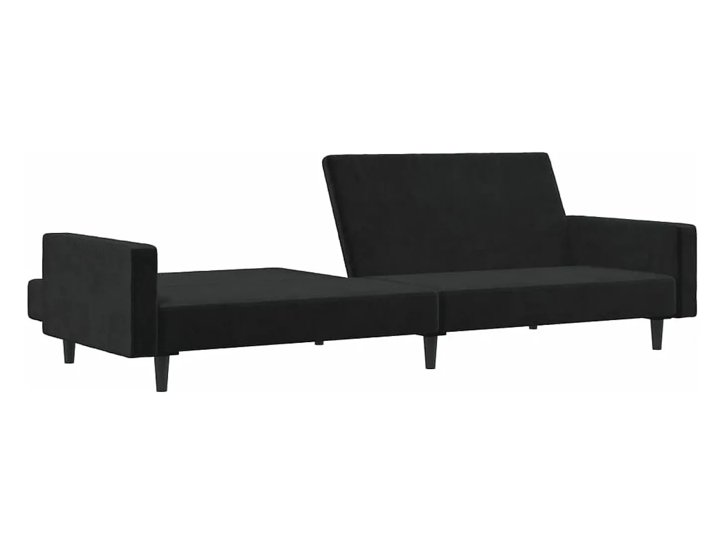 Sofá-cama de 2 lugares veludo preto PT306006