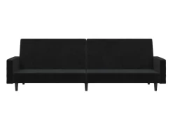 Sofá-cama de 2 lugares veludo preto PT306006