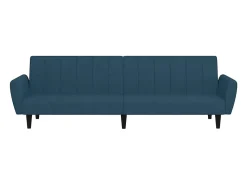 Sofá-cama de 2 lugares veludo azul