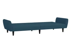 Sofá-cama de 2 lugares veludo azul