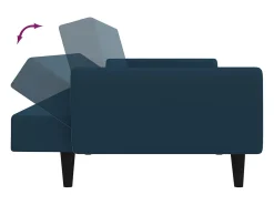Sofá-cama de 2 lugares veludo azul