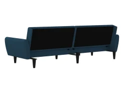 Sofá-cama de 2 lugares veludo azul