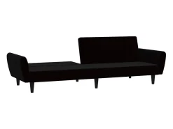 Sofá-cama de 2 lugares veludo preto PT371994