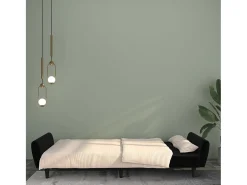 Sofá-cama de 2 lugares veludo preto PT371994
